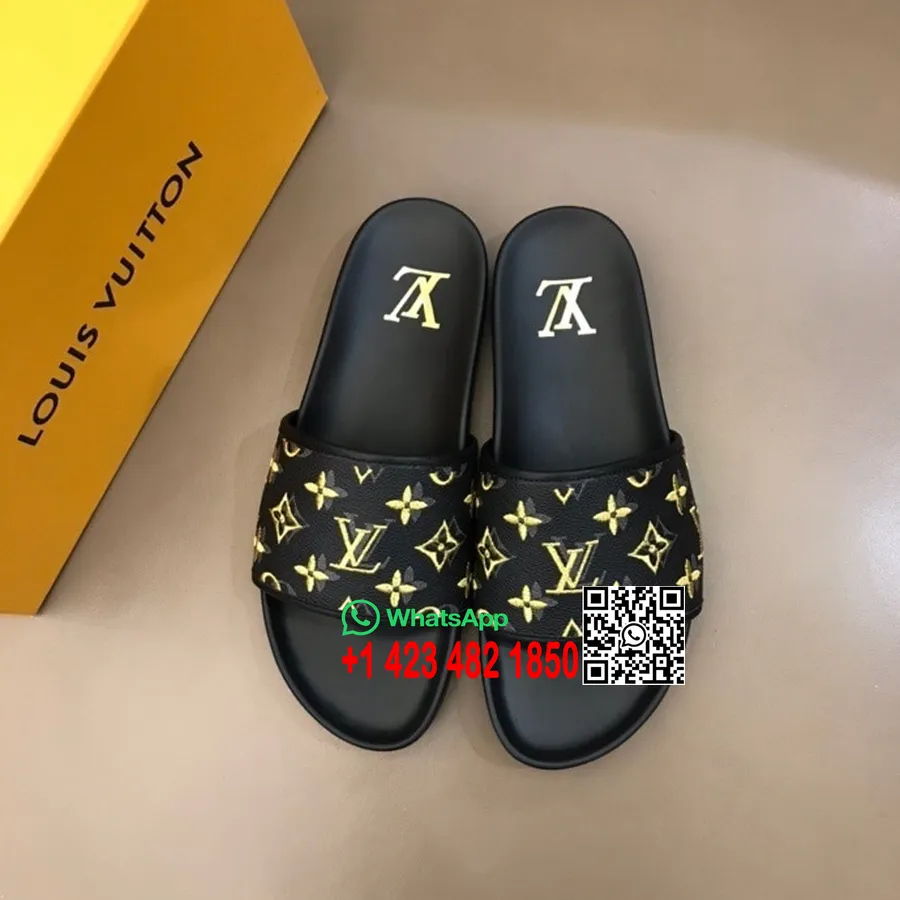 Louis Vuitton Pánske Sandále Monogram Plátno Kolekcia Jar/leto 2020, čierna/žltá