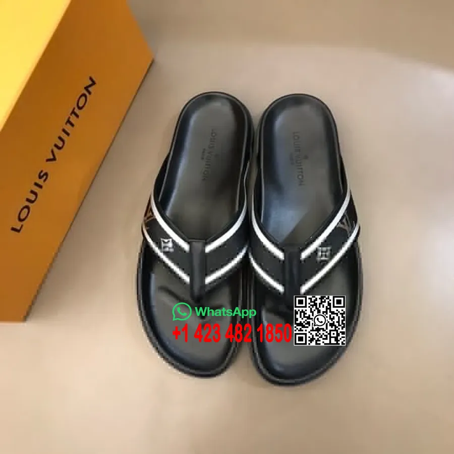 Męskie Sandały Louis Vuitton Thong Mules, Kolekcja Wiosna/lato 2020, Czarny/srebrny