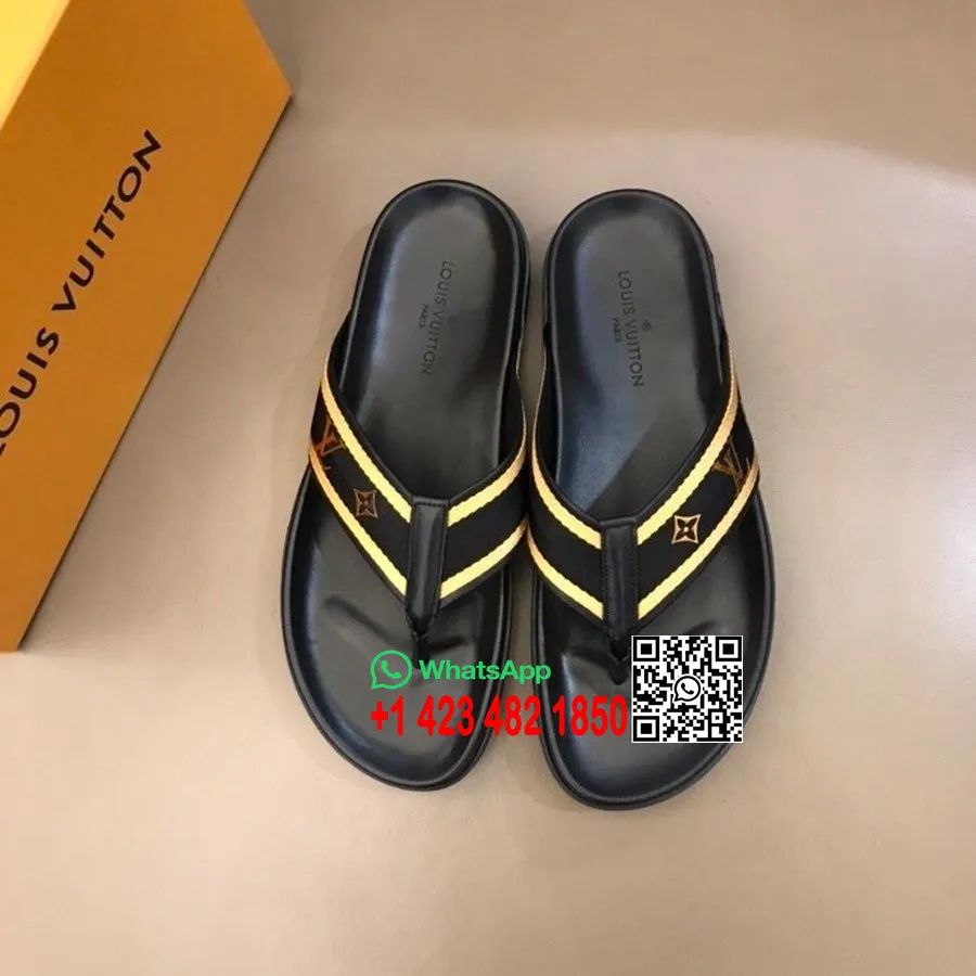 Louis Vuitton Thong Mules Męskie Sandały Kolekcja Wiosna/Lato 2020, Czarny/Złoty