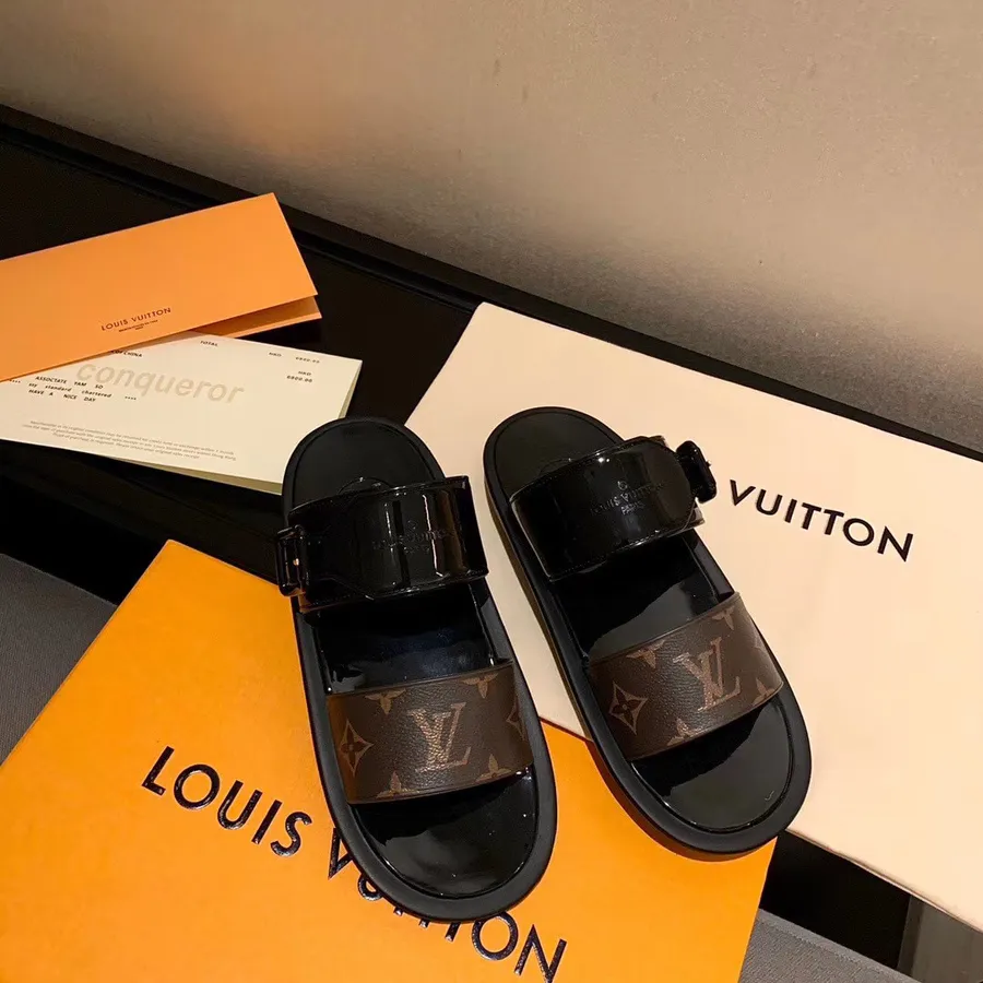 Louis Vuitton Sauļošanās Dzīvoklis Mūļi Pvc Pavasara/vasaras 2020 Kolekcija 1a66wx, Noir