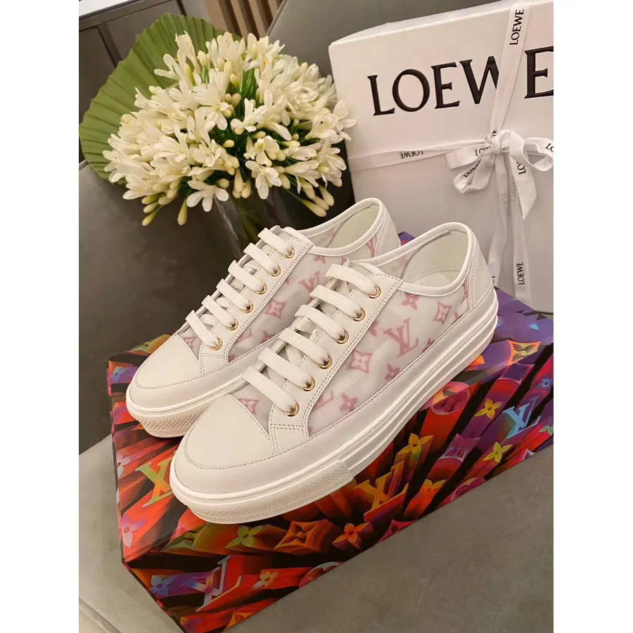 Louis Vuitton Stellar Sneakers Kalvskinn Läder Vår/sommar 2020 Kollektion 1a87f3 Rosa/vit