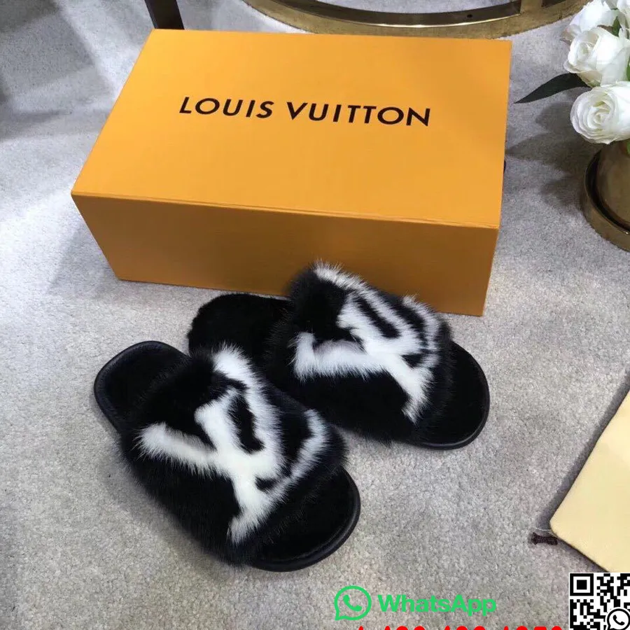 Louis Vuitton Homey Flat Mules Mink Fur Fall/Winter 2019 Collection 1A5SZI Noir