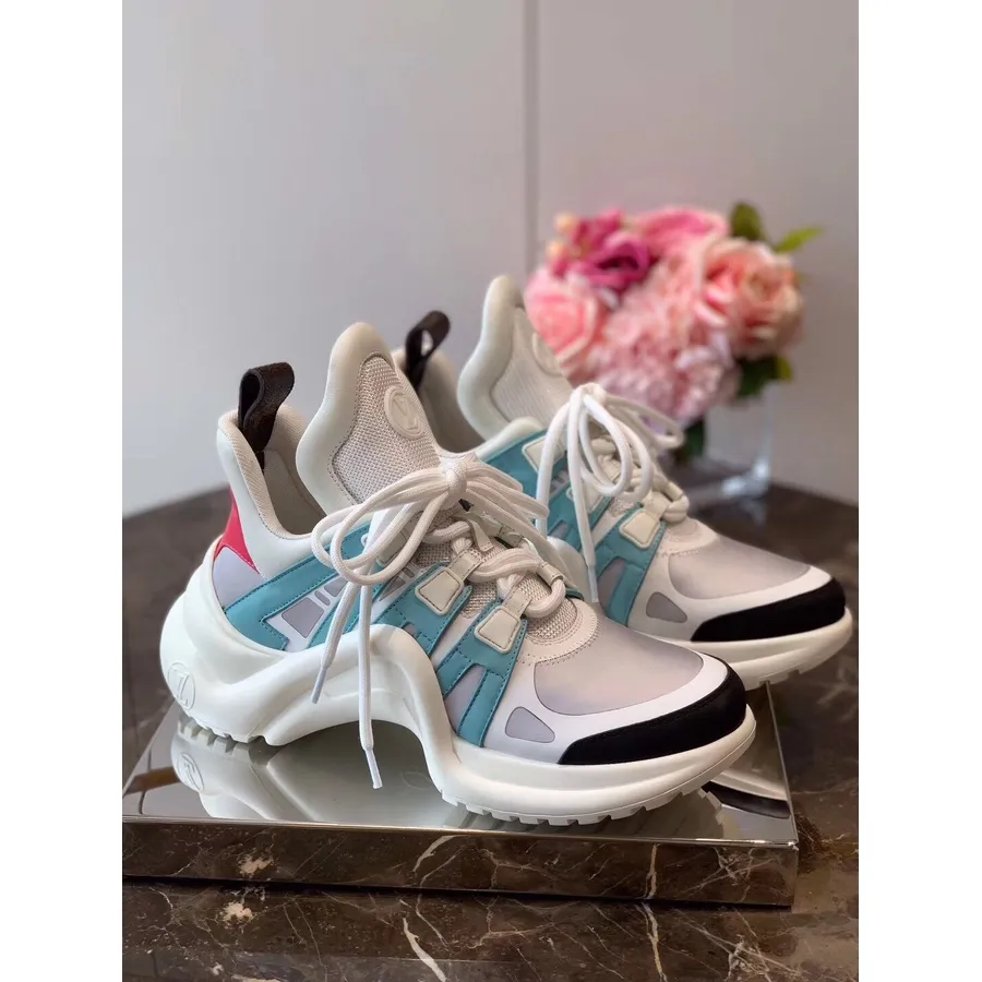 Louis Vuitton Archlight Sneakers Kalveskind Læder Efterår/vinter 2019 Kollektion 1a57ck Lyseblå/rød