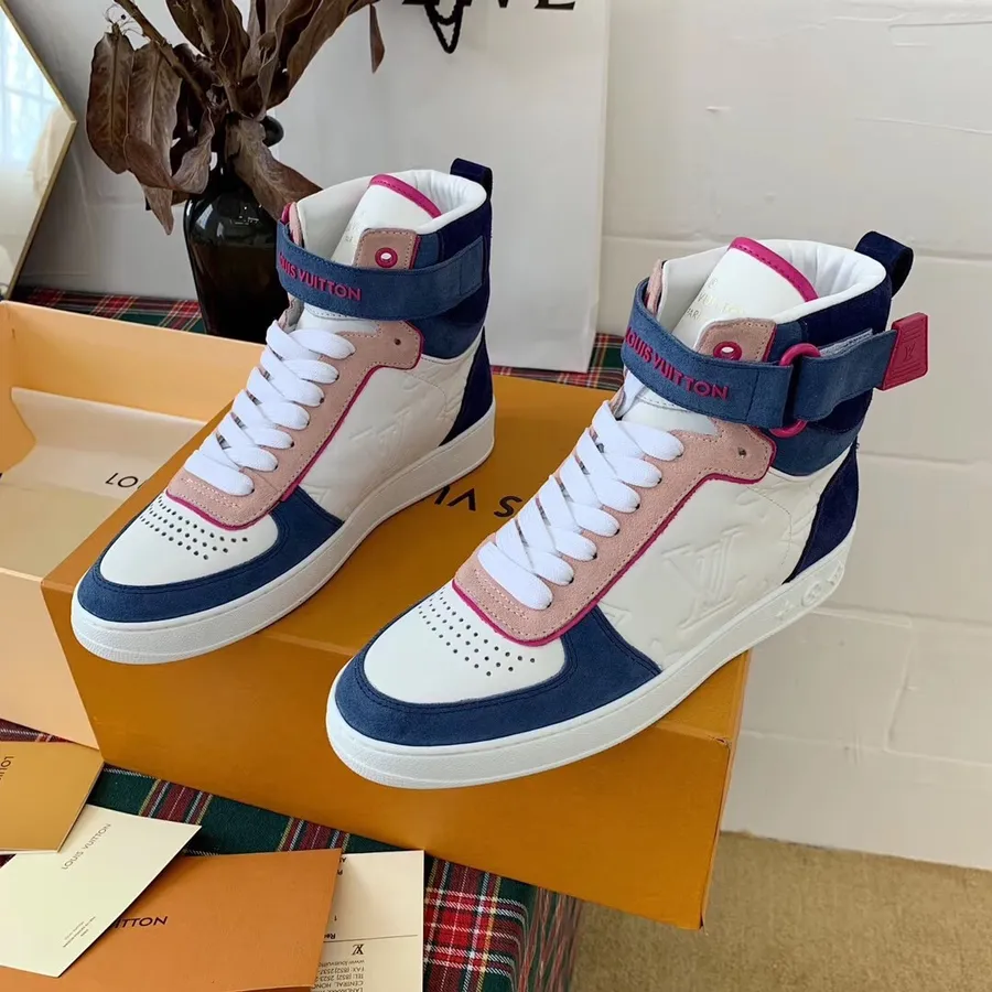 Louis Vuitton Boombox Sneaker Boot Kalbsleder Frühjahr/Sommer 2019 Kollektion 1a5my7, Weiß/Jeansblau/Pink