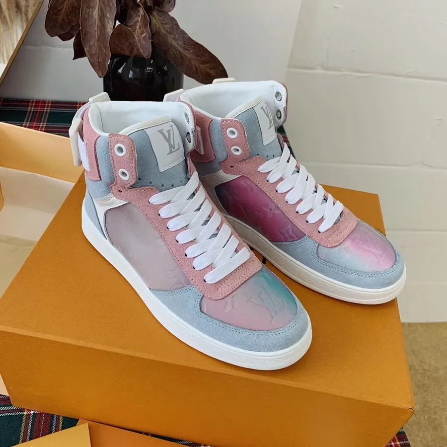 Louis Vuitton Boombox Sneaker Boot Calfskin Leather Spring/Summer 2019 Collection 1A5MY7, White/Blue/Pink