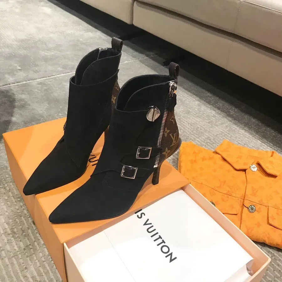 Louis  Vuitton Janet Ankle Boots Suede Leather Fall/Winter 2019 Collection 1A586V, Black