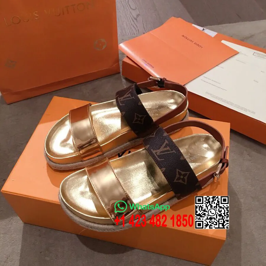 Sandalias Casuales Louis Vuitton Colección Primavera/verano 2019 De Lona Con Monograma Invertido, Dorado