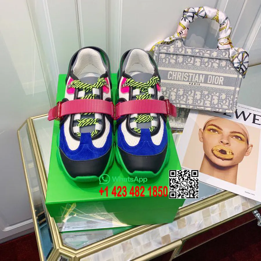 Moschino Teddy Strappy Sneakers Vår/sommer 2020 Kolleksjon, Fluo Grønn/blå