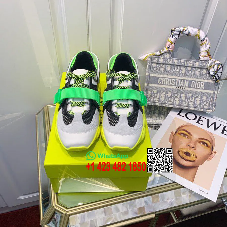 Moschino Teddy Strappy Sneakers Vår/sommer 2020 Kolleksjon, Fluo Grønn/hvit