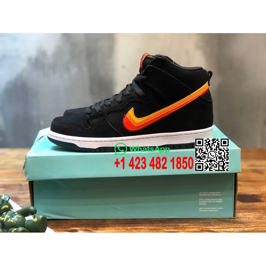 Nike Sb Dunk Vysoké Tenisky Semiš/telecí Kůže Kolekce Jaro/léto 2022, černá/oranžová