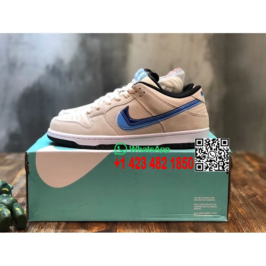 Низкие кеды Nike SB Dunk из замши и телячьей кожи, коллекция весна/лето 2022, бежевый/синий