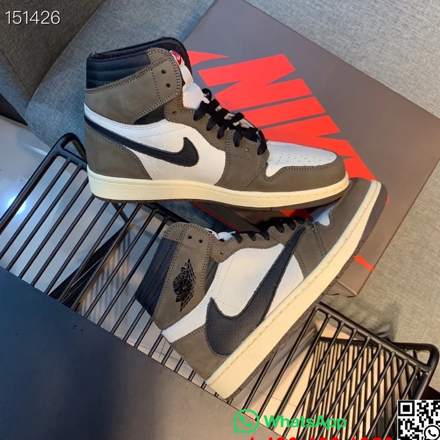 Мужские кроссовки Nike Air Jordan 1 Retro Travis Scott OG, коричневые/белые