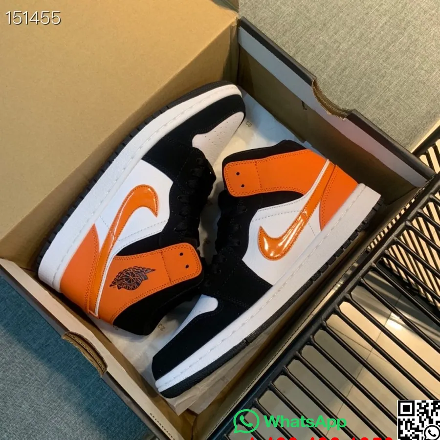 Nike Air Jordan 1 Retro Aj1 Bannis Gs Baskets Pour Hommes, Orange/blanc/noir