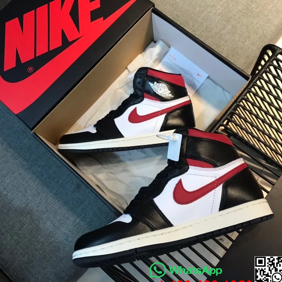 Nike Air Jordan 1 Retro Aj1 X Off White Herresneakers, Sort/hvid/rød