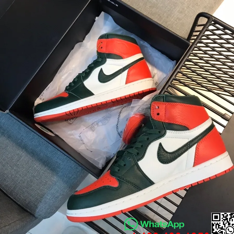 Nike Air Jordan 1 Retro Forbudte Gs Herre Sneakers, Orange/hvide/grønne