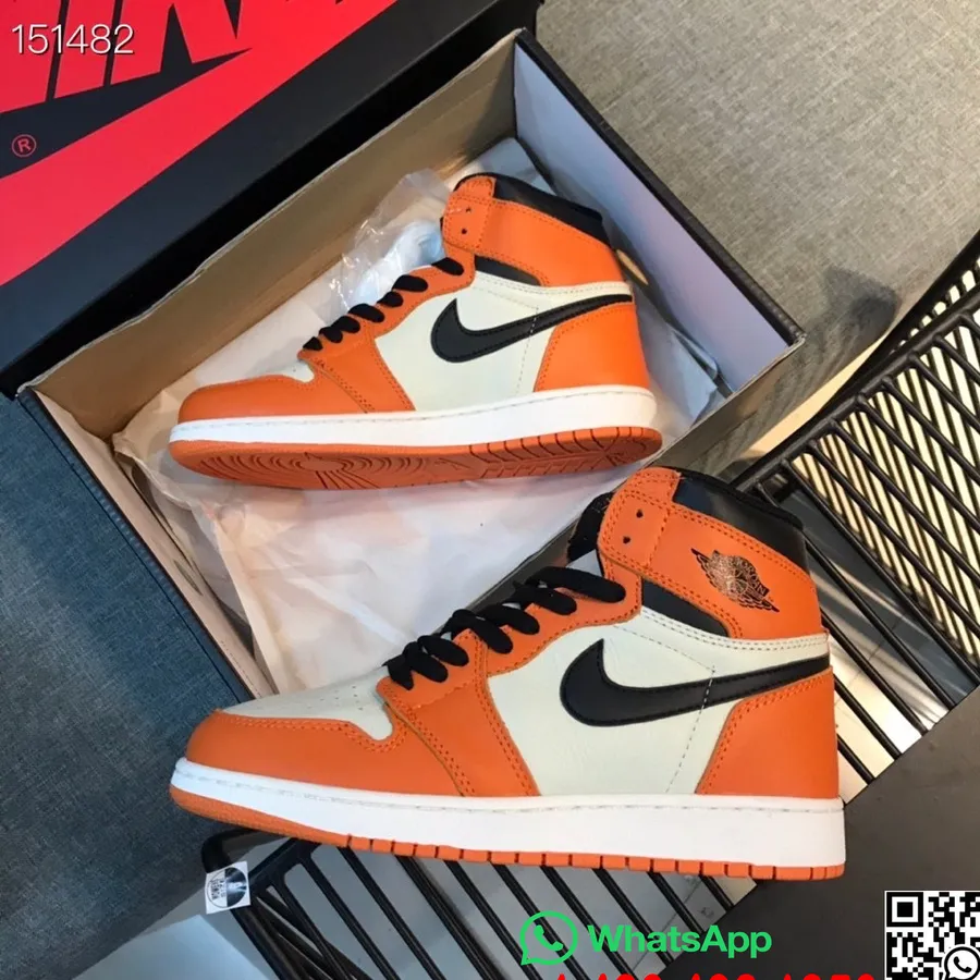 Męskie Tenisówki Nike Air Jordan 1 Retro Ban Gs, Pomarańczowo-biało-czarne