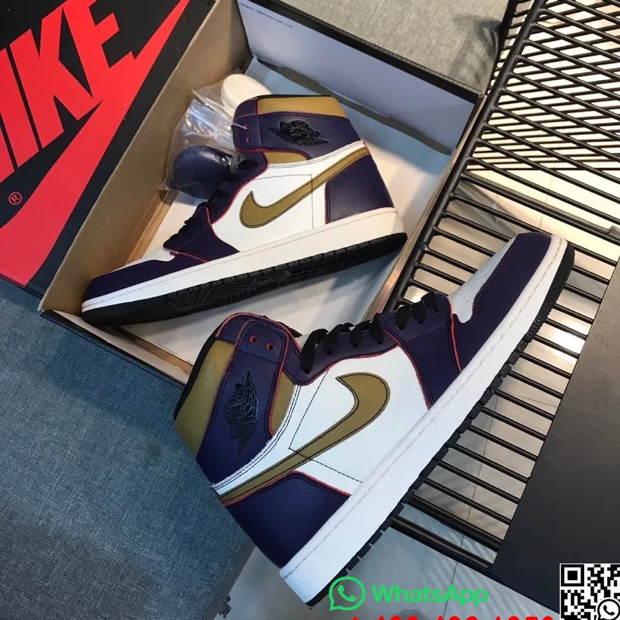 Nike Air Jordan 1 Retro Banned GS Mens Sneakers,  Purple/Gold/White