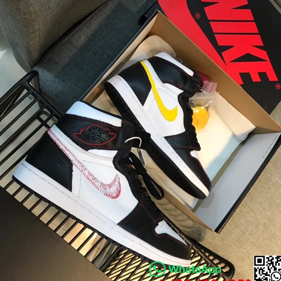 Nike Air Jordan 1 Retro Aj1 Betiltott Gs Férfi Tornacipő, Fehér/fekete/sárga