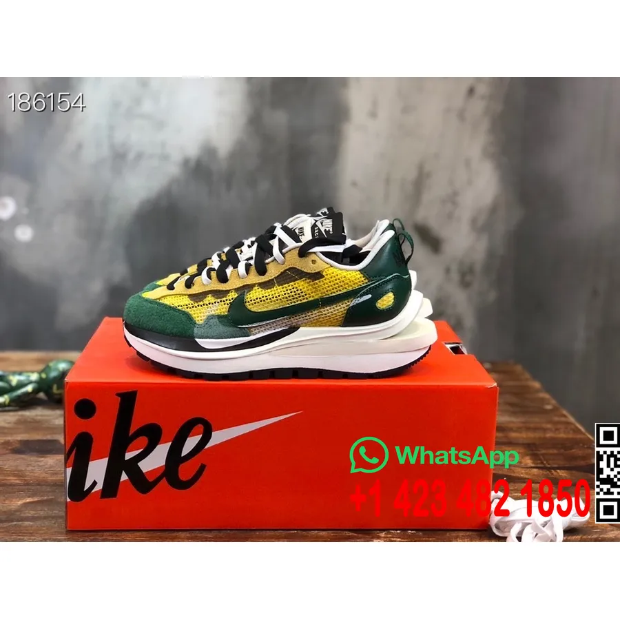 Nike X Sacai Vaporwaffle Tornacipő, Sárga/zöld/fehér