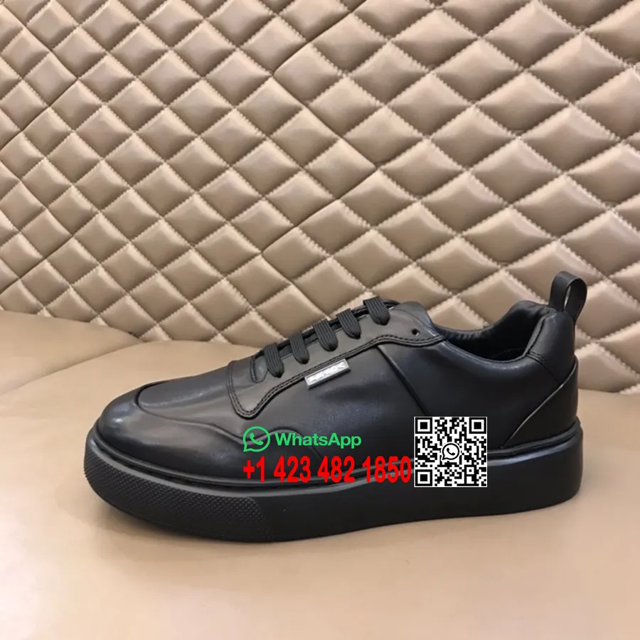 Prada Low Top Mens Sneakers Calfskin Leather Spring/Summer 2022 Collection, Black