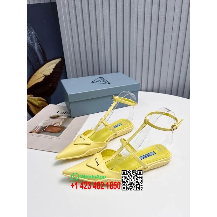 Prada Slingback T Escolhido Couro De Bezerro Coleção Primavera/verão 2022, Amarelo