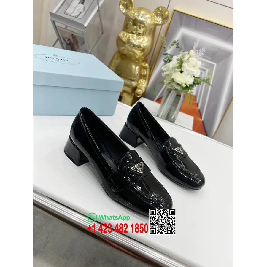 Prada Logo Loafers Lakleer Lente/zomercollectie 2022, Zwart