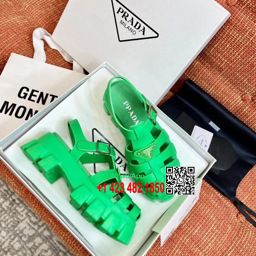 Prada Lug Sole Fisherman Sandals Spring/Summer 2022 Collection, Neon Green