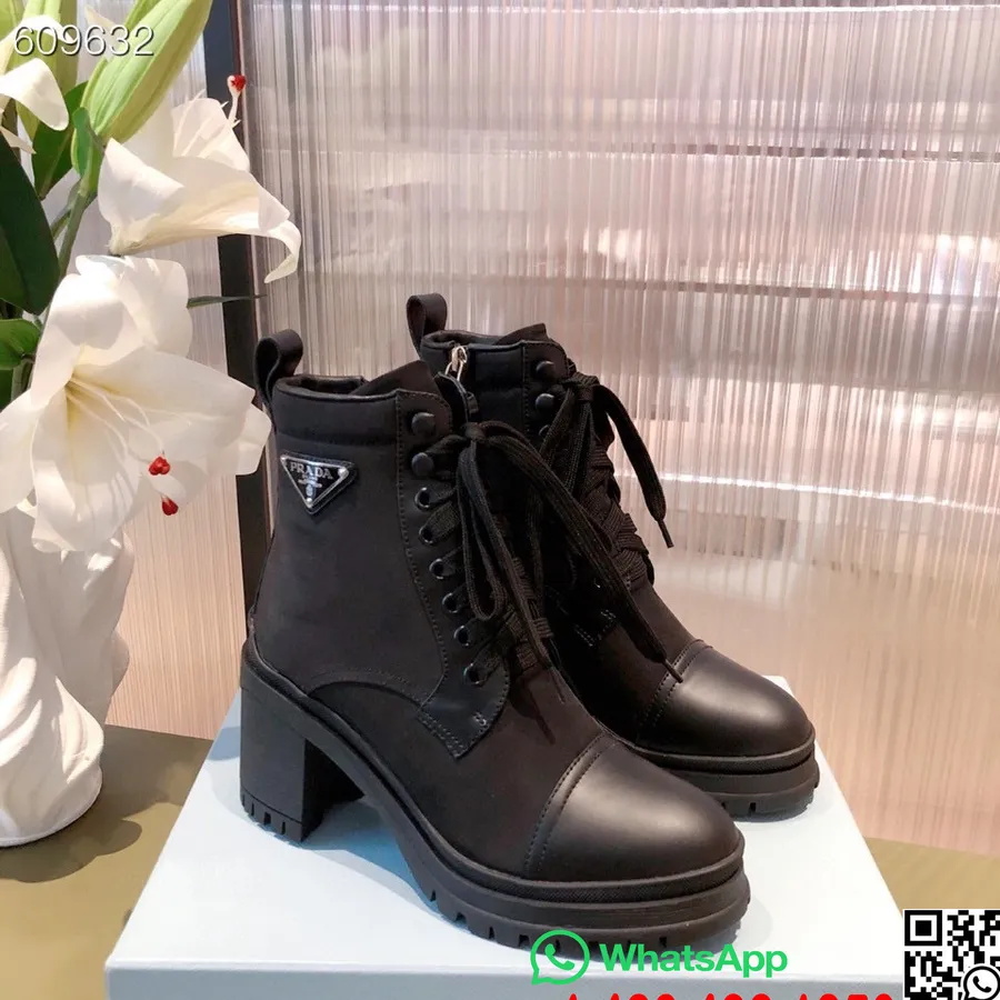 Prada Schnür-plateau-stiefeletten Aus Kalbsleder, Herbst-/winterkollektion 2021, Schwarz