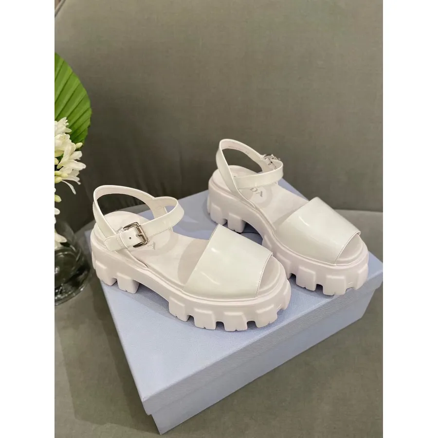 Prada Lug Sole Canvas Sandals Pavasara/vasaras 2021 Kolekcija, Balta