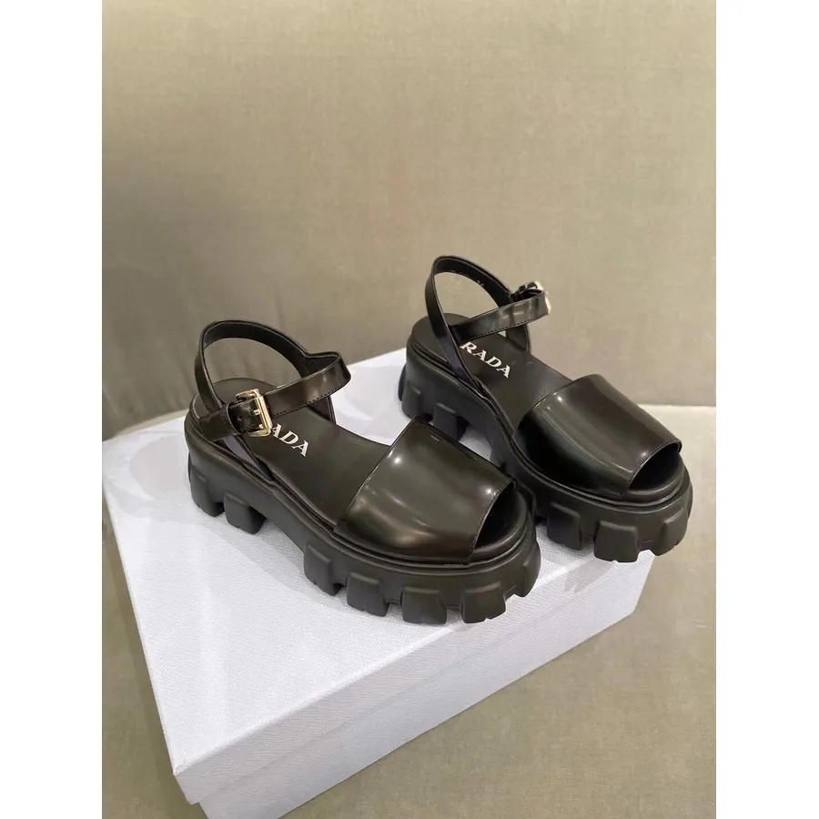 Prada Lug Sole Canvas Sandals Pavasara/vasaras 2021 Kolekcija, Melna