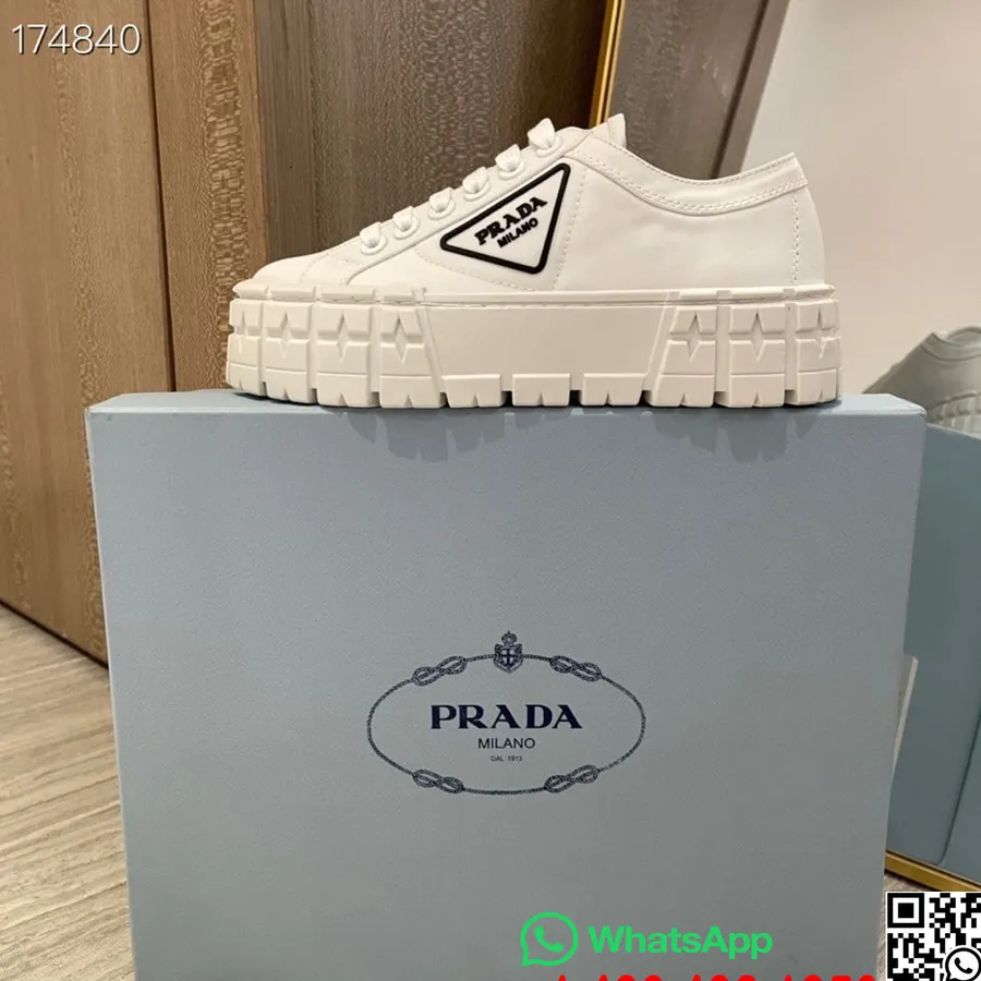 Prada Lug Sole Płócienne Trampki Z Kolekcji Wiosna/lato 2021, Biała