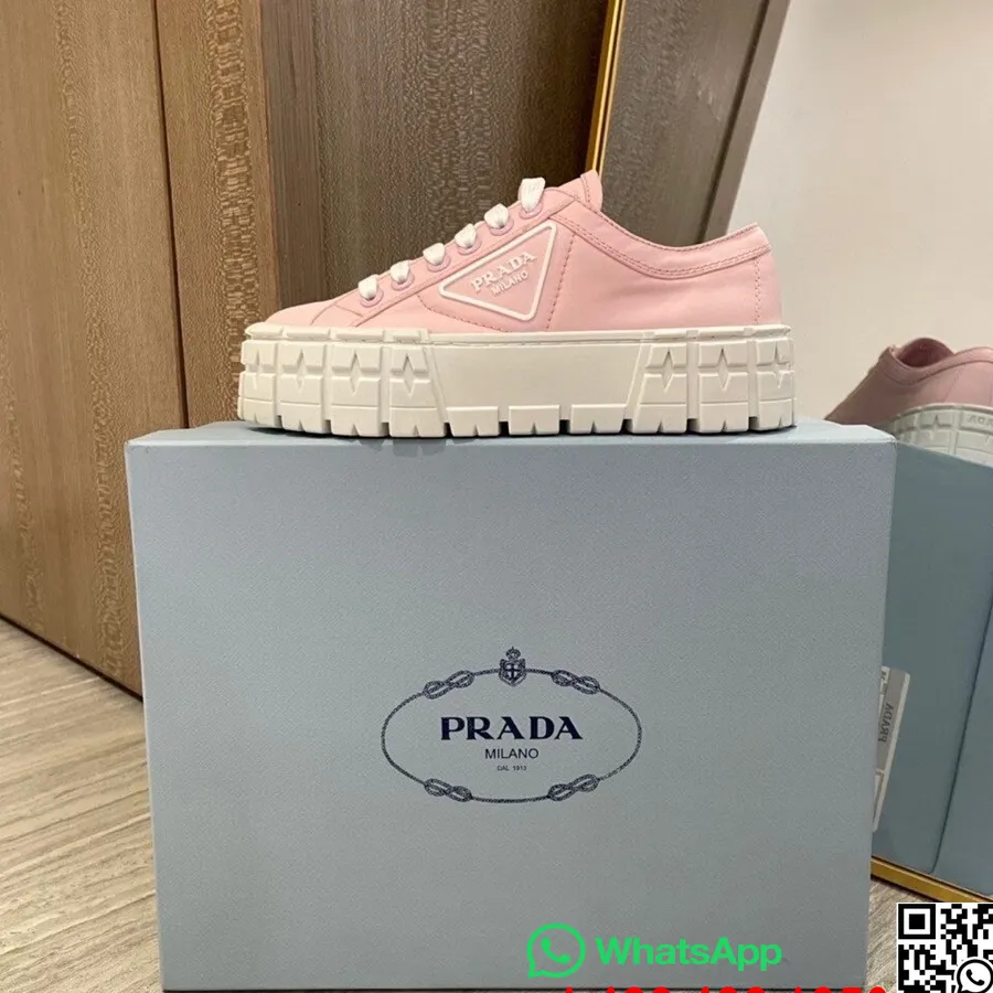 Prada Lug Sole Płócienne Trampki, Kolekcja Wiosna/lato 2021, Jasnoróżowy/biały