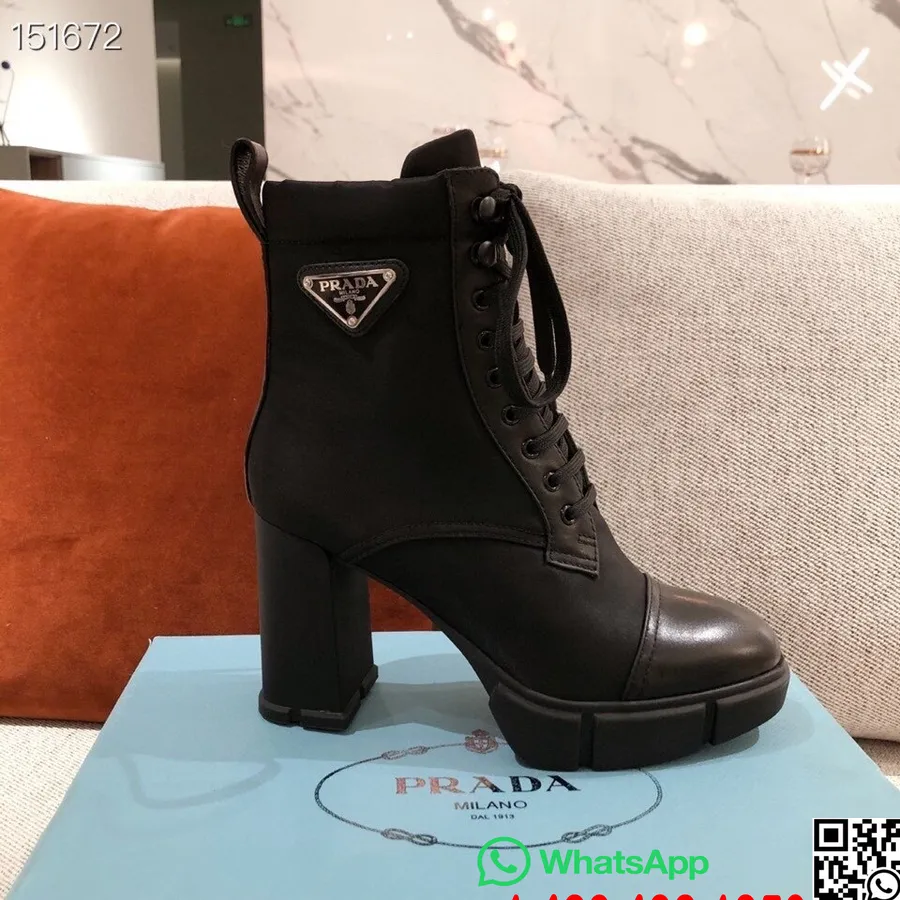 Prada Neopren-plateau-stiefeletten Aus Kalbsleder, Herbst-/winterkollektion 2020, Schwarz