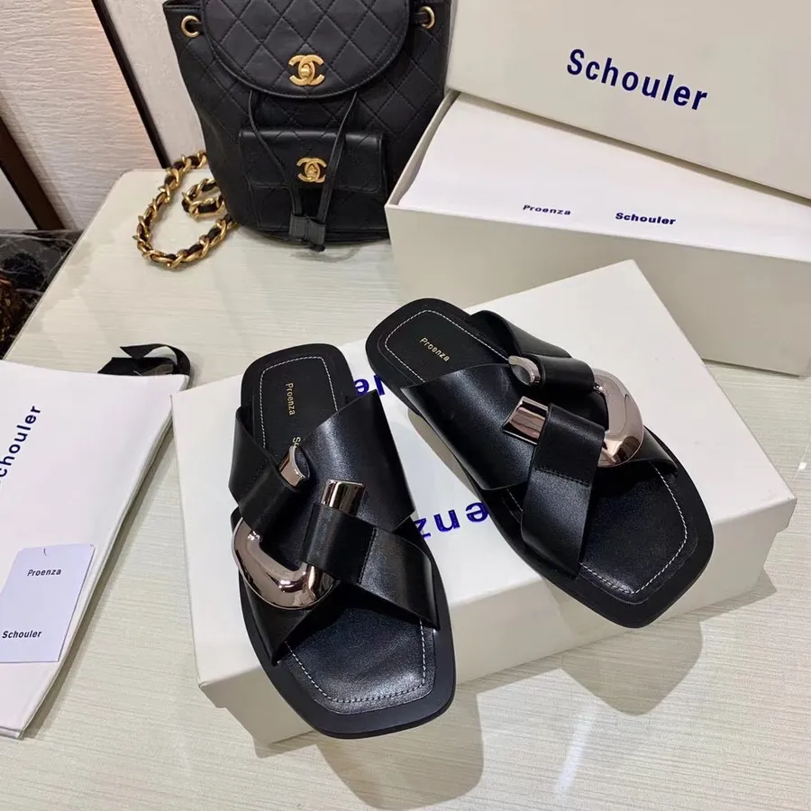 Sandale Proenza Schouler Piele De Vitel Colectia Toamna/iarna 2021, Negru