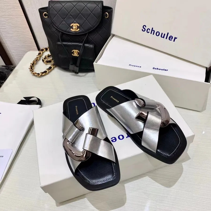 Sandales Proenza Schouler Cuir De Veau Collection Automne/hiver 2021, Argent