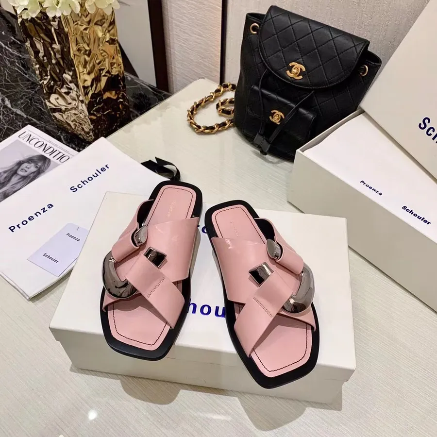 Proenza Schouler Sandaler Kalvskinn Höst/vinter 2021 Kollektion, Rosa