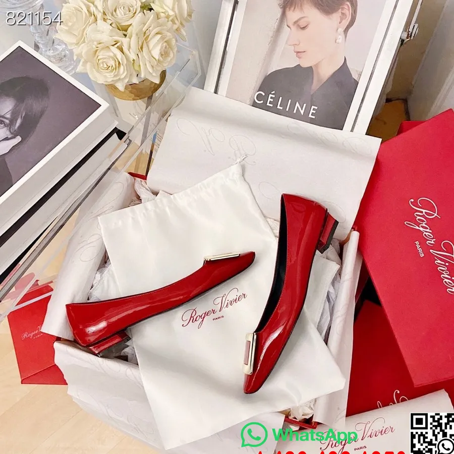 Roger Vivier Decollete Belle Vivier Balerina Koleksi Musim Semi/musim Panas 2022 Kulit Paten, Merah