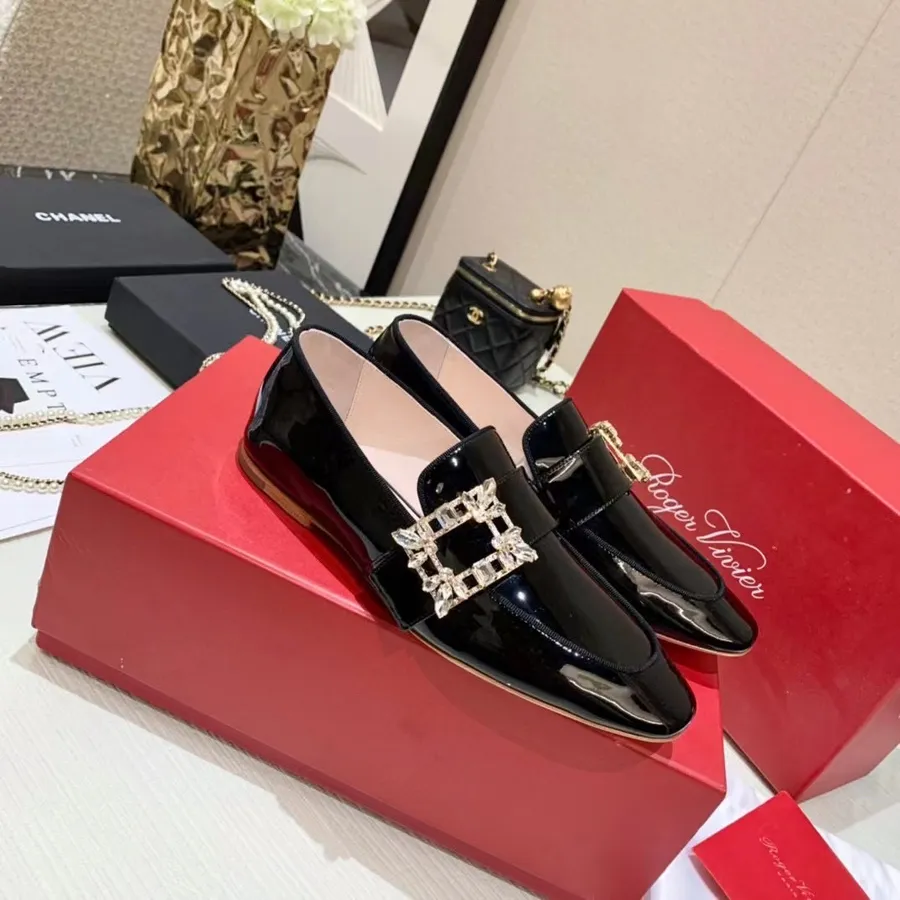 Roger Vivier Mini Rintakoru Kuljettaja Loafers Kiiltonahkainen Vasikannahka Syksy/talvi 2021 Kokoelma, Musta