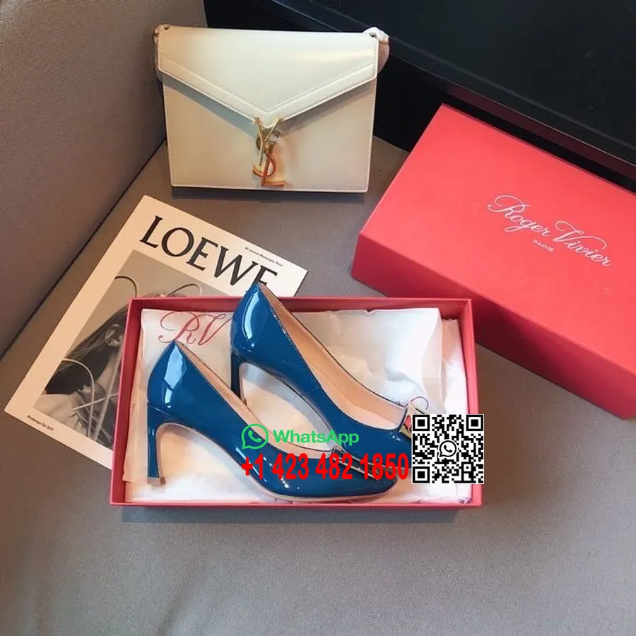 Roger Vivier Trompette Pumps 7.5cm Kulit Paten Koleksi Musim Gugur/dingin 2020, Biru Tua