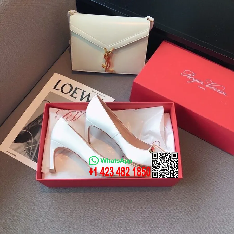 Trumpetové Lodičky Roger Vivier 7,5 Cm Lakovaná Kolekcia Jeseň/zima 2020, Biele