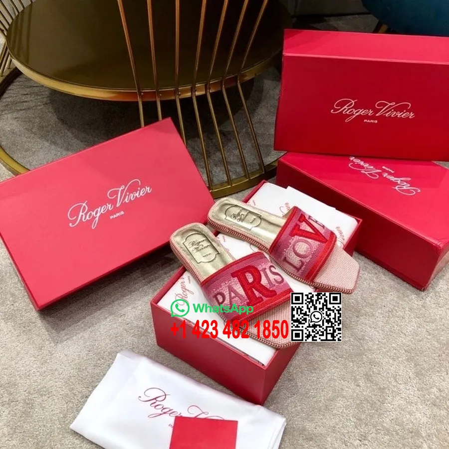 Roger Vivier Loves Paris Sandále Teľacia Koža Kolekcia Jar/leto 2020, červená