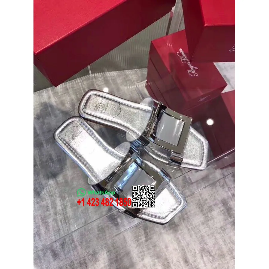 Roger Vivier Sandal Gesper Datar Koleksi Musim Semi/musim Panas Kulit Anak Sapi 2019, Perak