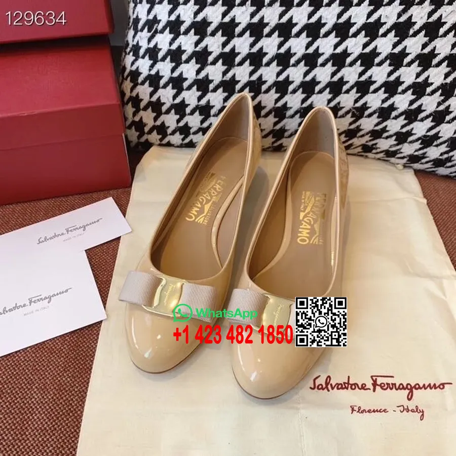 Salvatore Ferragamo Varina Bow Pumps 1cm δέρμα μοσχαριού συλλογή φθινόπωρο/χειμώνας 2020, μπεζ