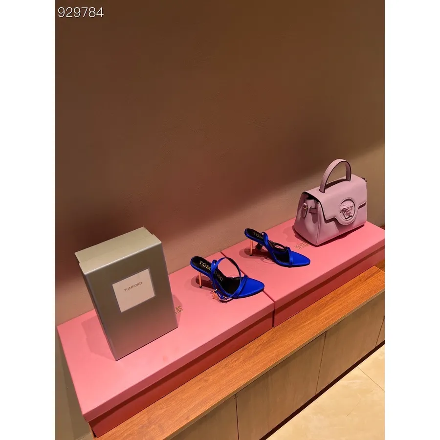 Tom Ford Cadeado Sofisticado De Salto Agulha 105mm Cetim/couro De Bezerro Coleção Primavera/verão 2022, Azul