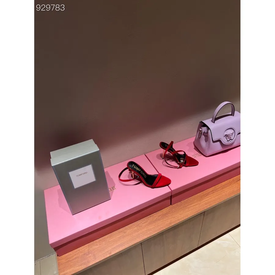 Tom Ford Cadeado Sofisticado De Salto Agulha 105mm Cetim/couro De Bezerro Coleção Primavera/verão 2022, Vermelho