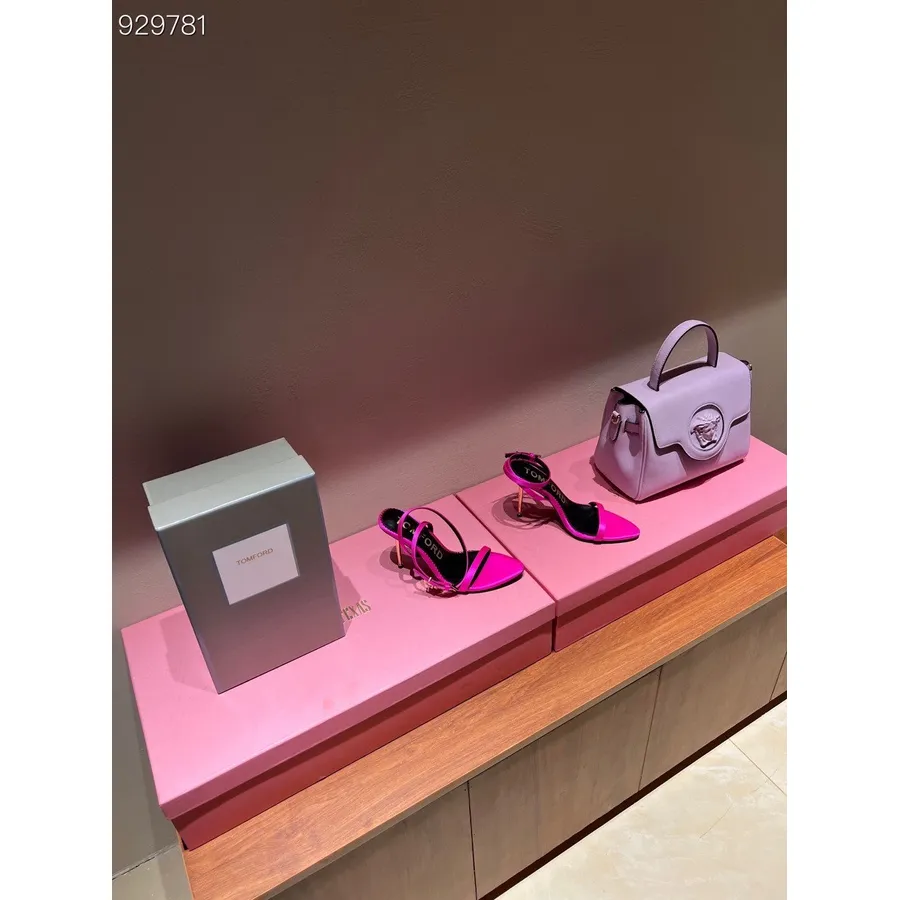 Tom Ford Hengelås Stiletthæl Sandaler 105 Mm Sateng/kalveskinn Vår/sommer 2022 Kolleksjon, Hot Pink