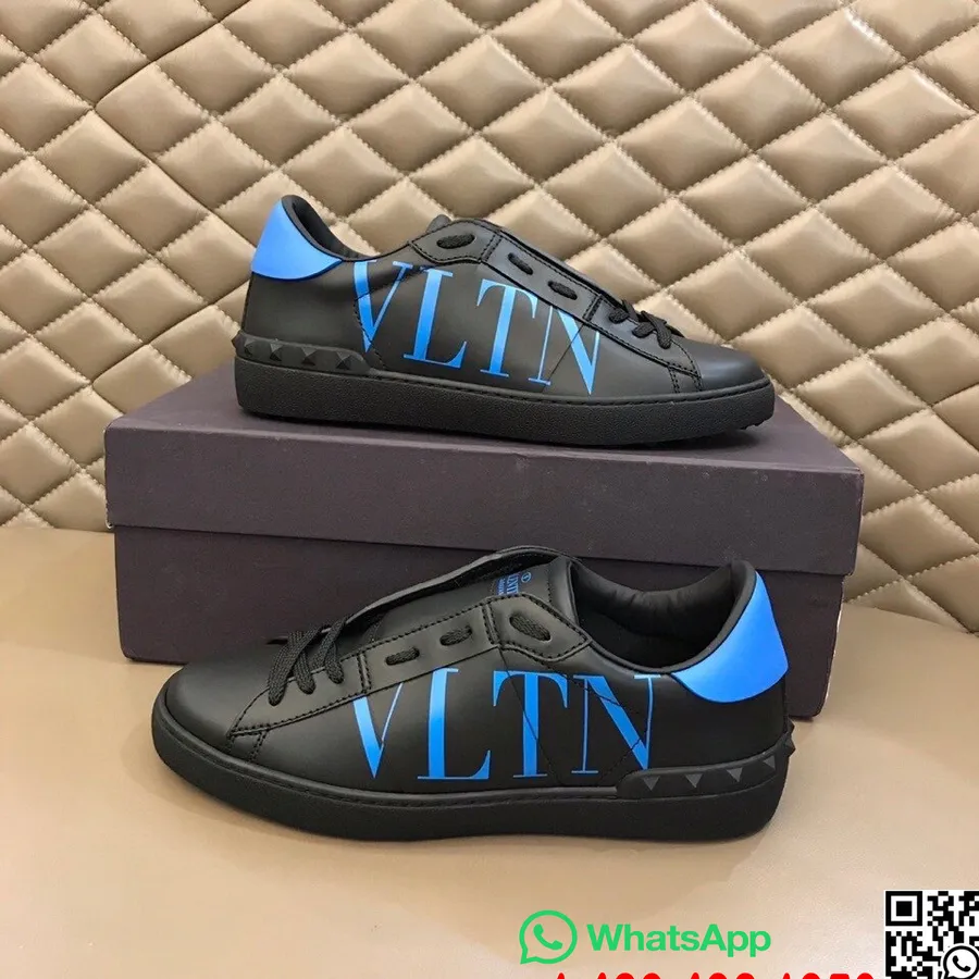 Valentino Open Vtln Logo ανδρικά πάνινα παπούτσια με χαμηλό τοπ κολεξιόν φθινόπωρο/χειμώνας 2020, μαύρο/μπλε