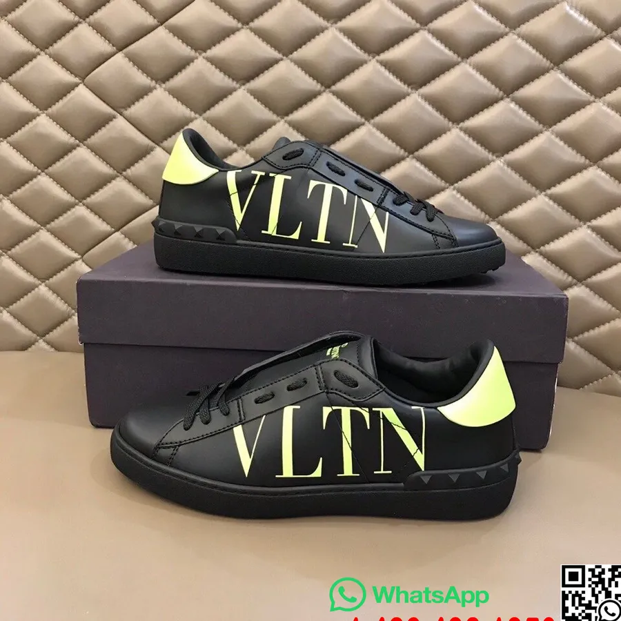 Valentino Open Vtln Logo ανδρικά πάνινα παπούτσια με χαμηλό τοπ κολεξιόν φθινόπωρο/χειμώνας 2020, μαύρο/κίτρινο