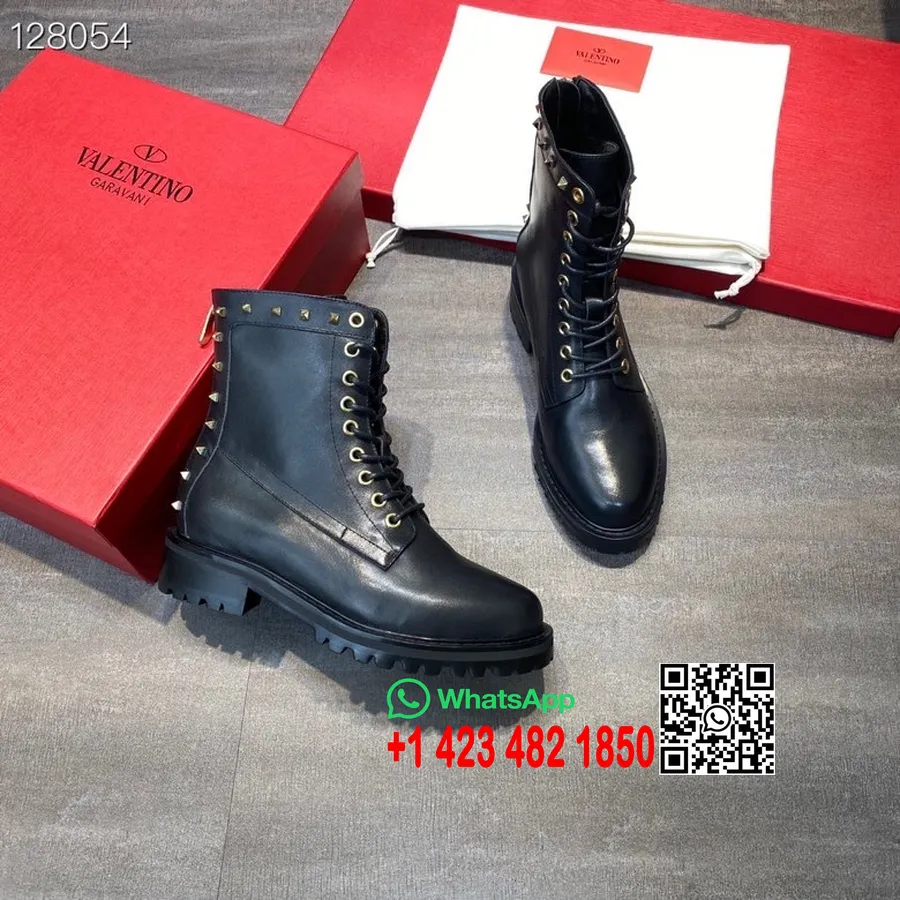 Valentino Rockstud Stiefeletten Aus Kalbsleder, Herbst-/Winterkollektion 2020, Schwarz