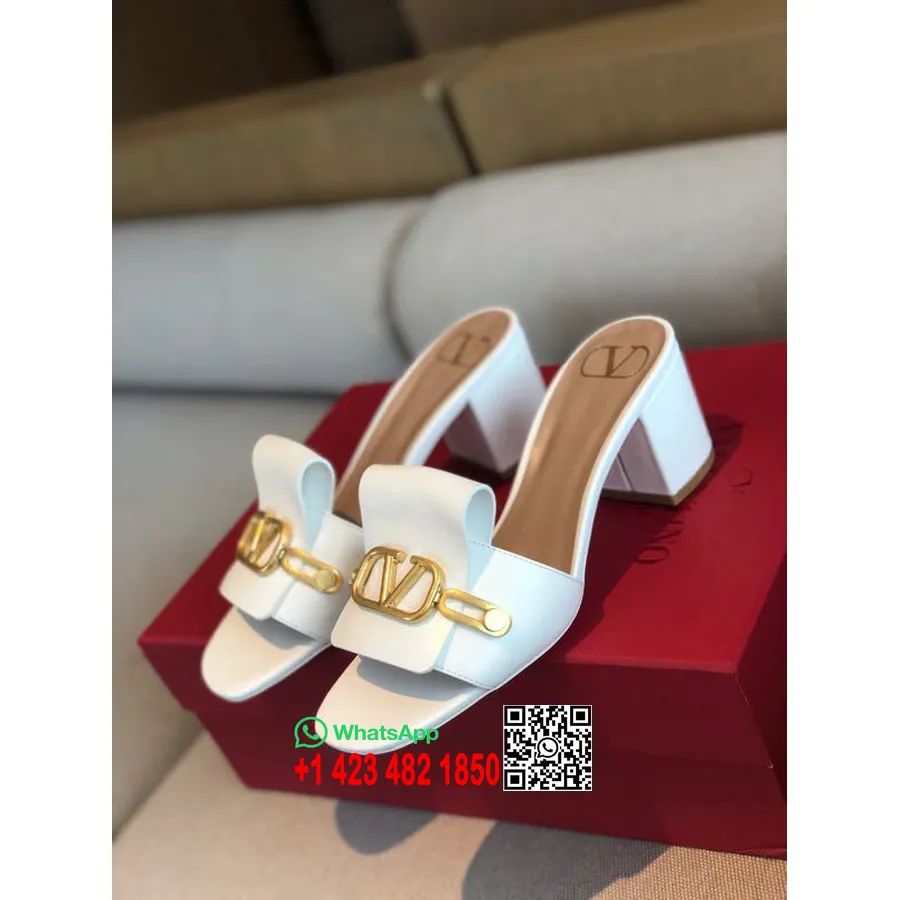 Sabot Valentino Vlogo In Pelle Di Vitello Verniciata Collezione Primavera/estate 2020, Colore Bianco